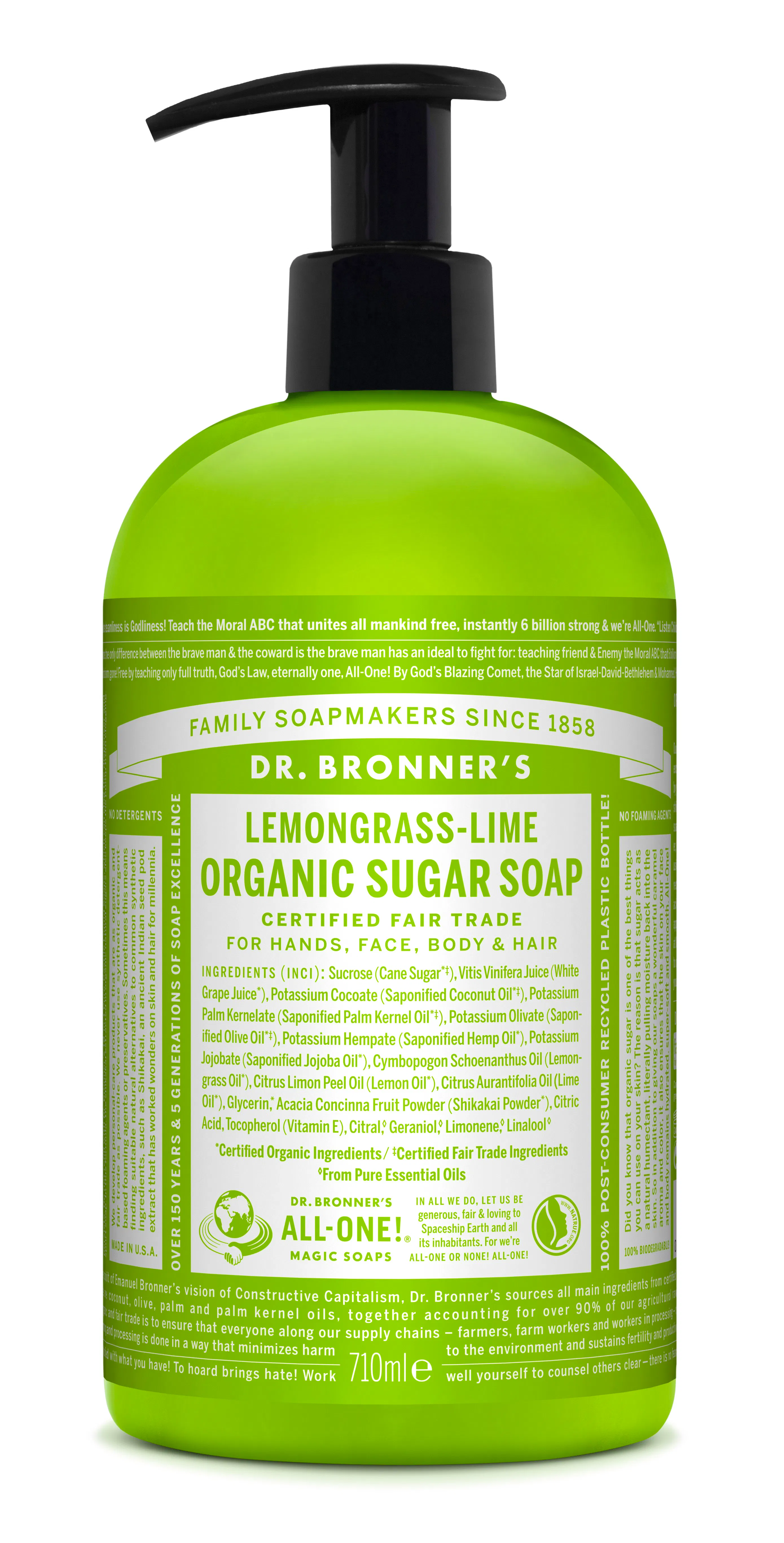 Dr. Bronner’s Organic Sugar Soap Lemongrass & Lime 710 ml