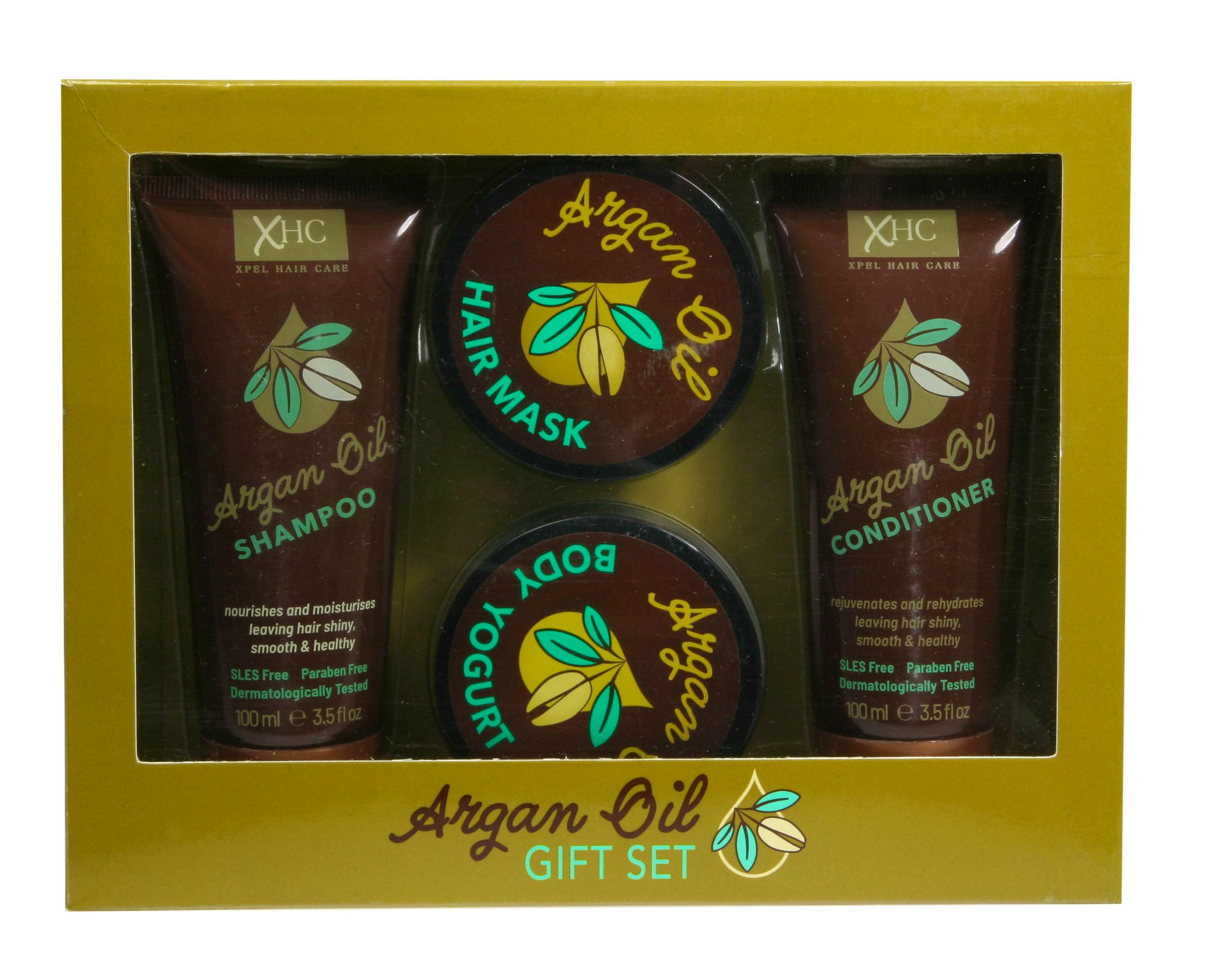 XHC Argan Oil Shampoo & Conditioner & Body Yogurt & Hair Mask Box Set 2