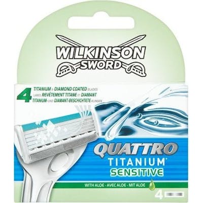 Wilkinson Sword Quattro Titanium Sensitive Razor Blades 4 stk