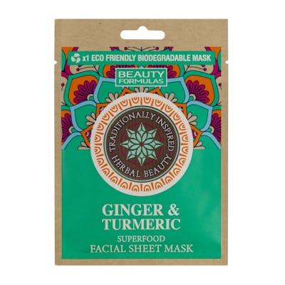 Beauty Formulas Ginger &amp; Turmeric Facial Sheet Mask 1 stk