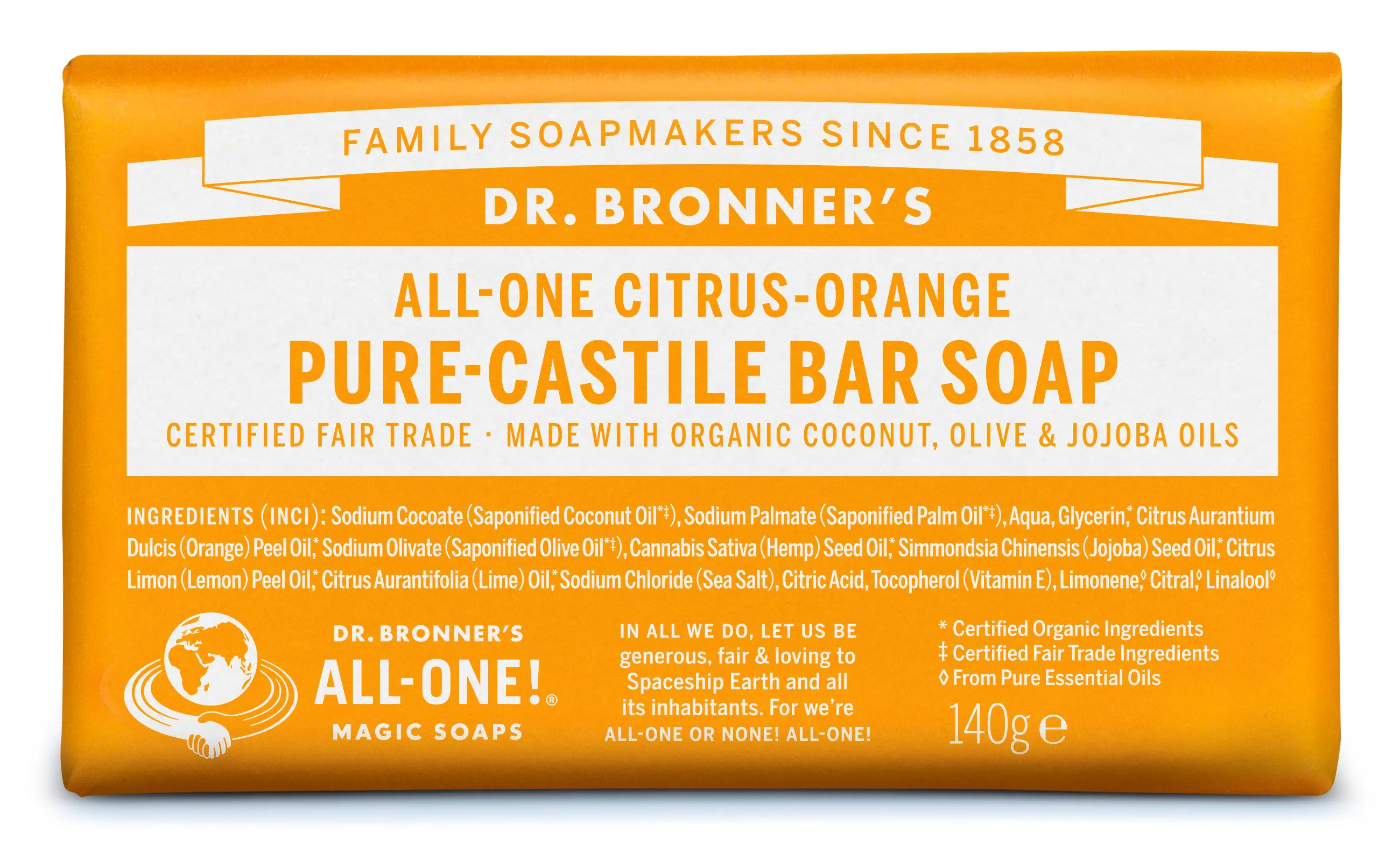 Dr. Bronner’s Bar Soap Citrus Orange 140 g