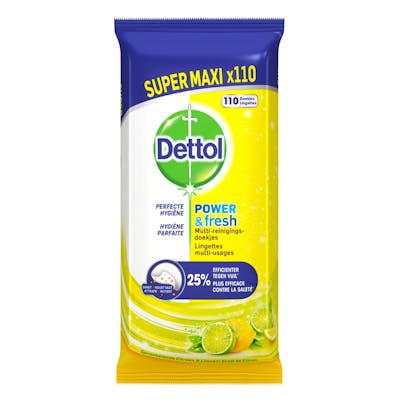 Dettol Multi-Purpose Wipes Power &amp; Fresh Citrus 110 kpl