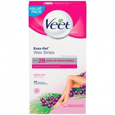 Veet Easy-Gel Wax Strips Normal Skin Body &amp; Legs 40 stk