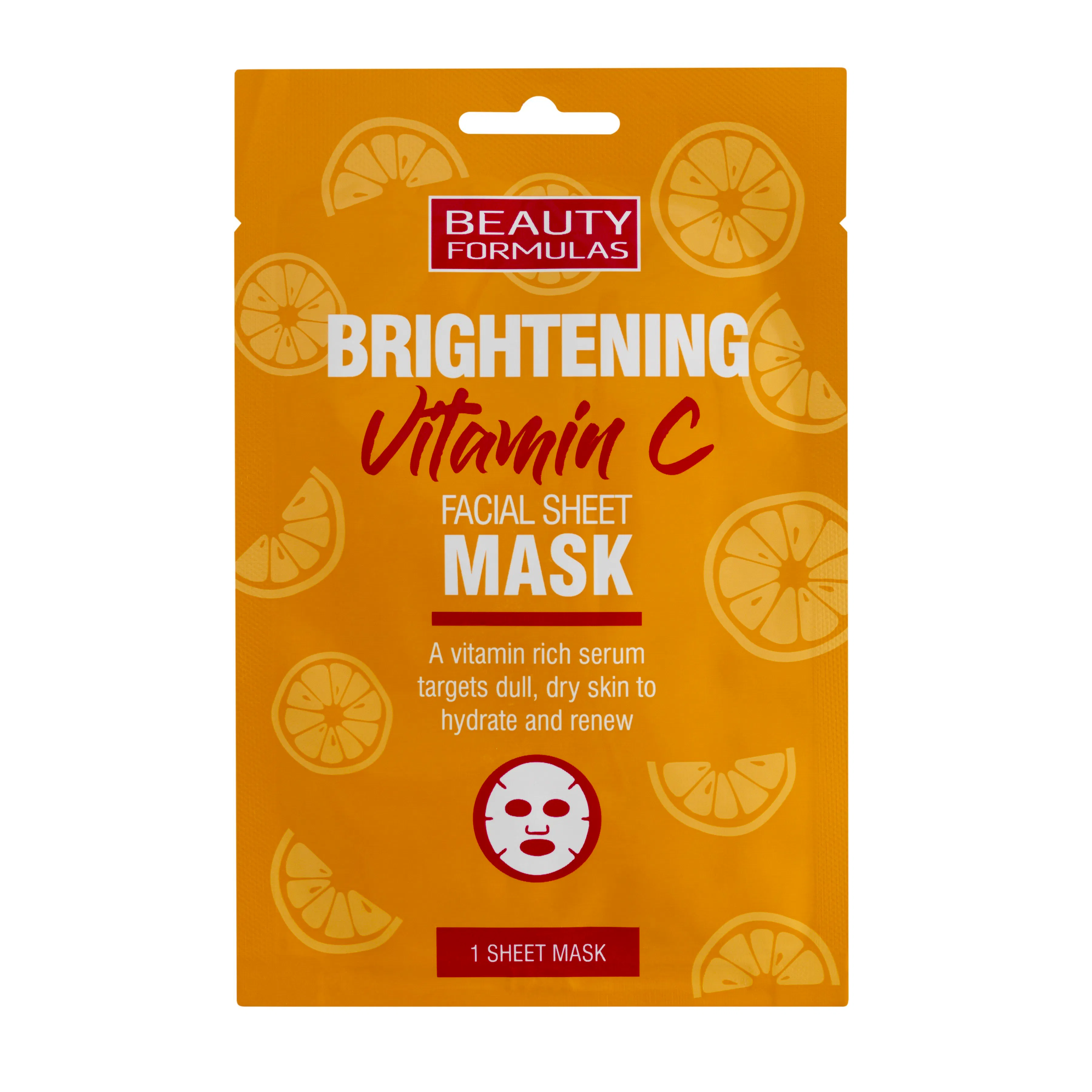 Beauty Formulas Brightening Vitamin C Facial Sheet Mask 1 pcs