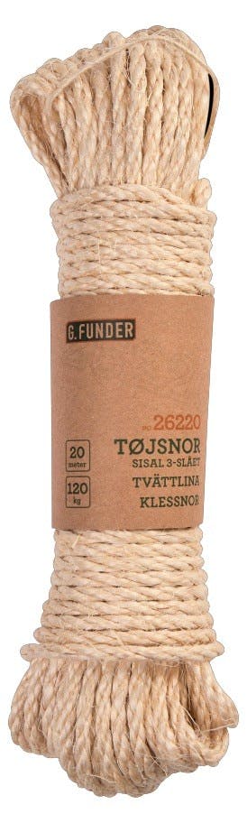 G. Funder Tøjsnor Natur Sisal 20 m 1 st