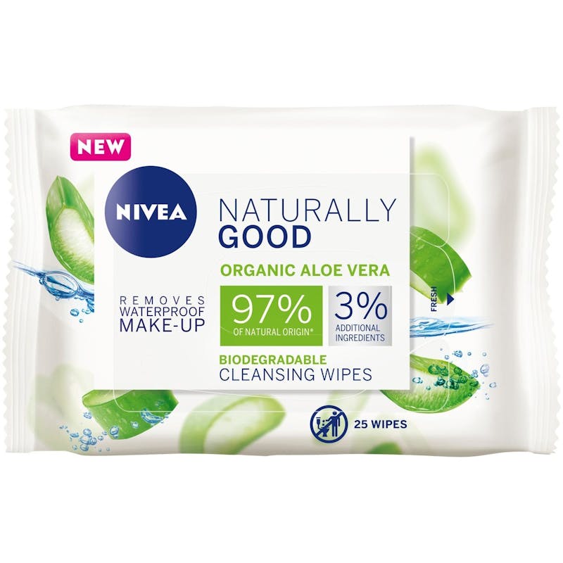 Nivea Naturally Good Biodegradable Cleansing Wipes 25 kpl