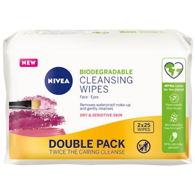 Nivea 3-in-1 Gentle Cleansing Wipes 2 Pack 2 x 25 stk