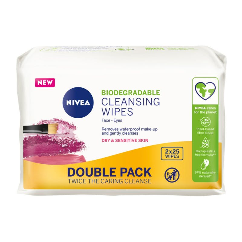 Nivea 3-in-1 Gentle Cleansing Wipes 2 Pack 2 x 25 kpl