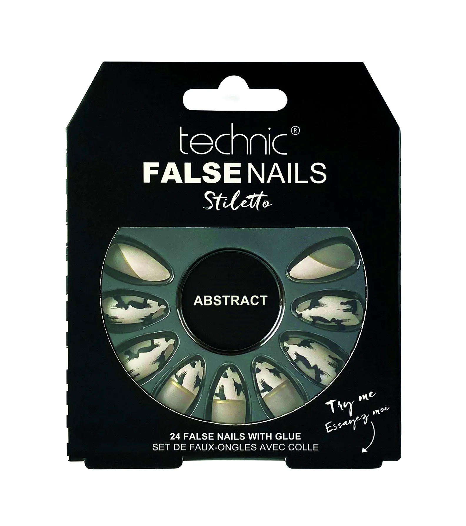 Technic False Nails Stiletto Painted Abstract 24 pcs