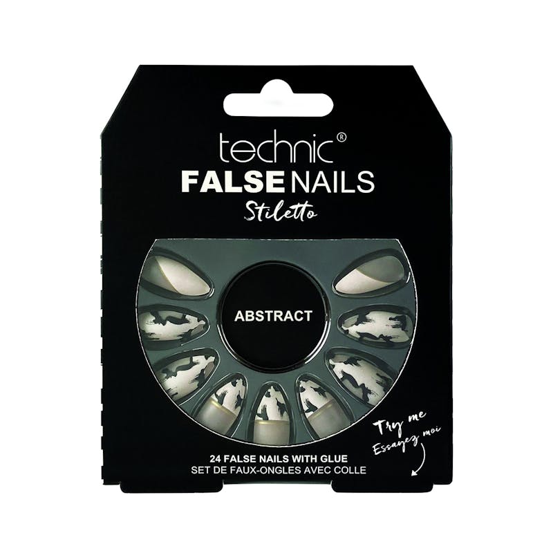 Technic False Nails Stiletto Painted Abstract 24 kpl