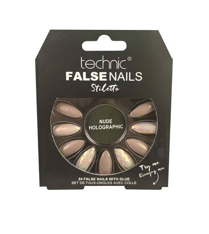 Technic False Nails Stiletto Nude Holographic 24 st