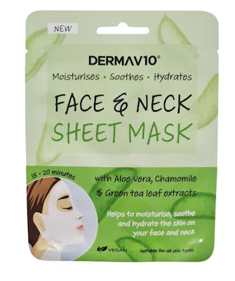 DermaV10 Aloe Vera Face And Neck Sheet Mask 1 stk
