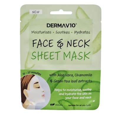 DermaV10 Aloe Vera Face And Neck Sheet Mask 1 st