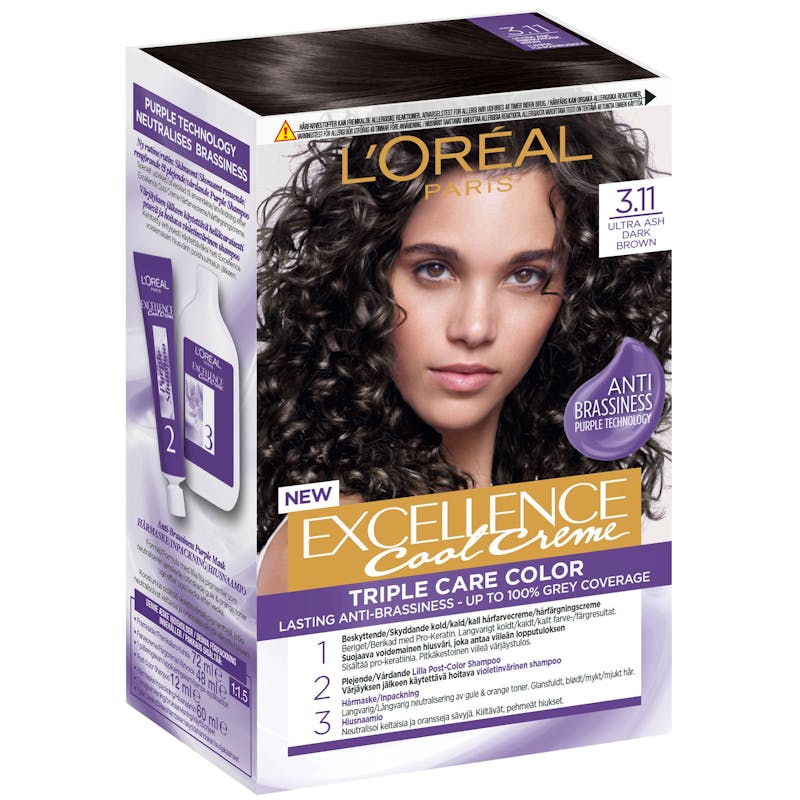 L&#039;Oréal Excellence Creme Hair Color 3.11 Ultra Ash Dark Brown 1 kpl