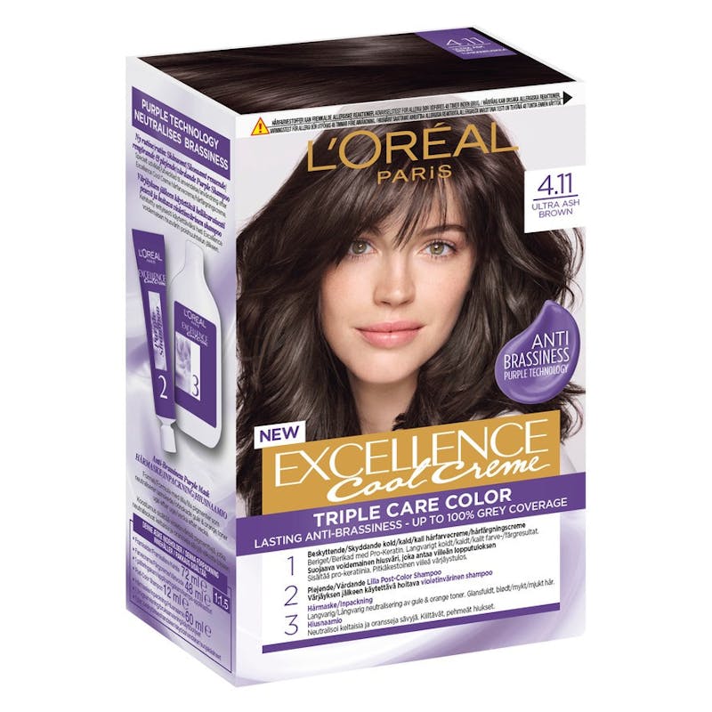 L&#039;Oréal Excellence Creme Hair Color 4.11 Ultra Ash Brown 1 kpl