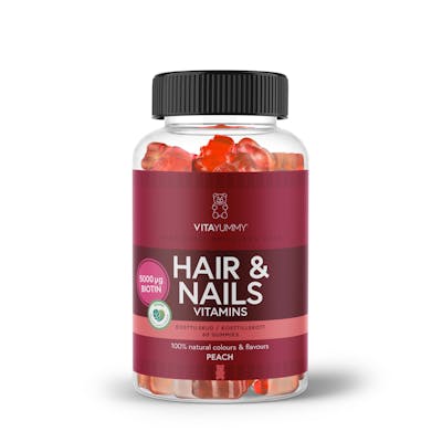 VitaYummy Hair &amp; Nails Vitamins Peach 60 stk