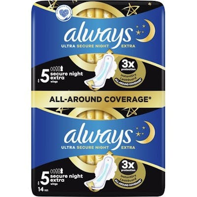Always Ultra Secure Night Extra Wings 14 st