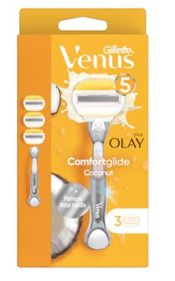 Gillette Venus Comfortglide Olay Coconut Razor &amp; Razor Blades 1 stk + 3 stk