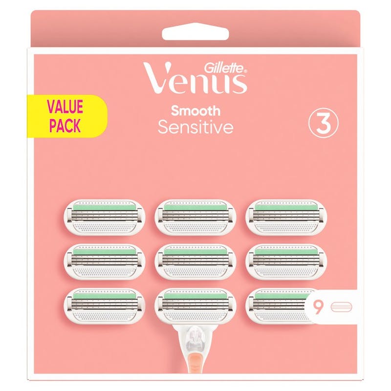 Es Ambitiøs ankomme Gillette Venus Smooth Sensitive Pink Razor Blades 9 stk - 239.95 kr