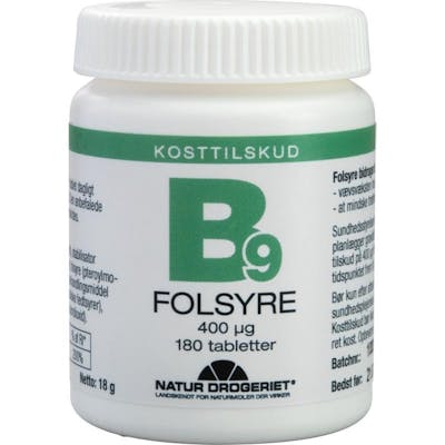 Natur Drogeriet Folsyre 400 mcg B9 180 st