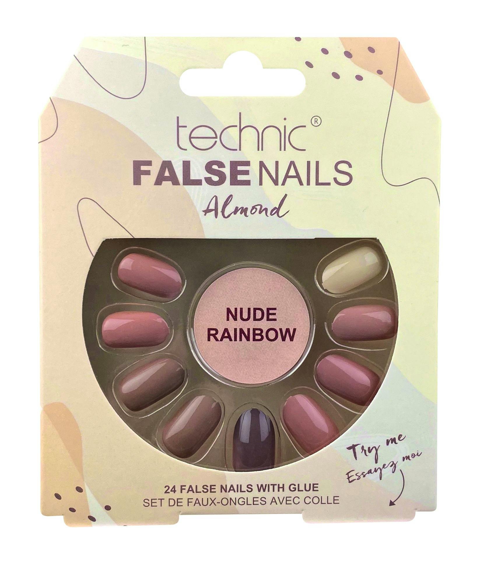 Technic False Nails Almond Nude Rainbow 24 st