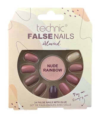 Technic False Nails Almond Nude Rainbow 24 st