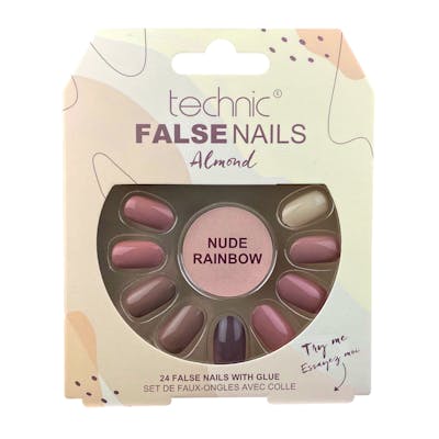 Technic False Nails Almond Nude Rainbow 24 stk