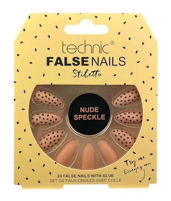 Technic False Nails Stiletto Nude Speckle 24 pcs