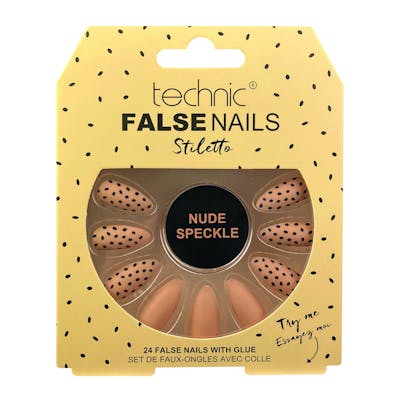 Technic False Nails Stiletto Nude Speckle 24 pcs
