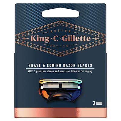 King C. Gillette Precision Shave &amp; Edging Razor Blades 3 stk