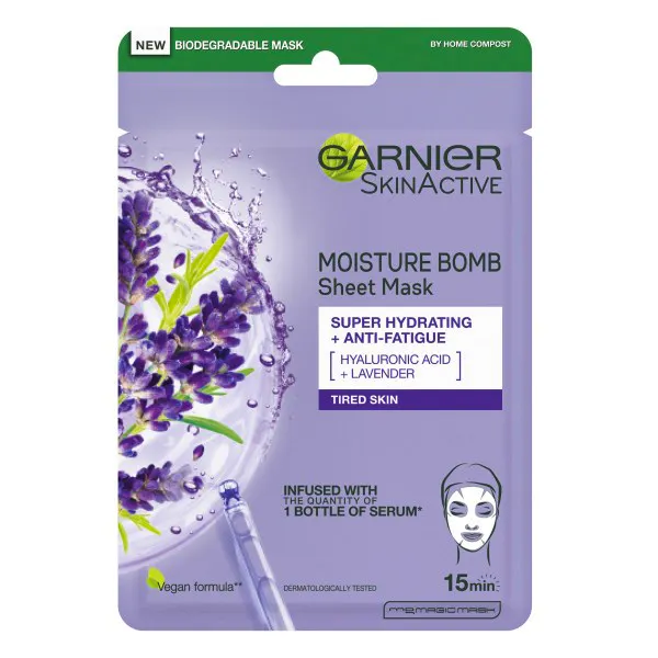 Garnier Moisture Bomb Super Hydrating & Anti Fatigue Lavender Tissue Mask 1 pcs