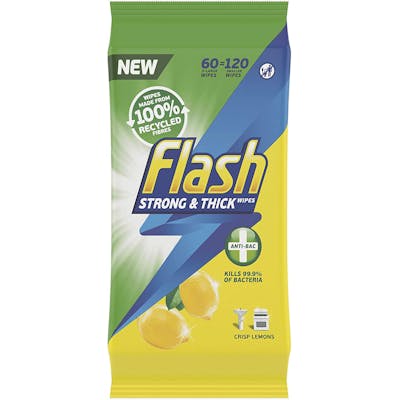 Flash Anti-Bacterial Wipes Lemon 60 stk