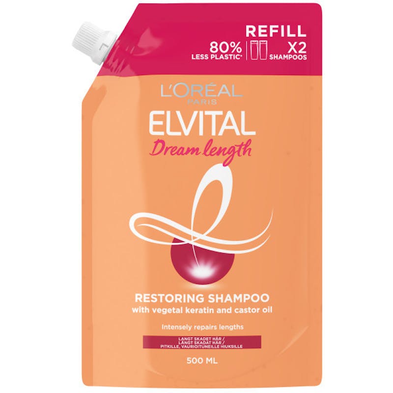 marmor Om Betjening mulig L'Oréal Paris Elvital Dream Length Refill Shampoo 500 ml - 39.95 kr