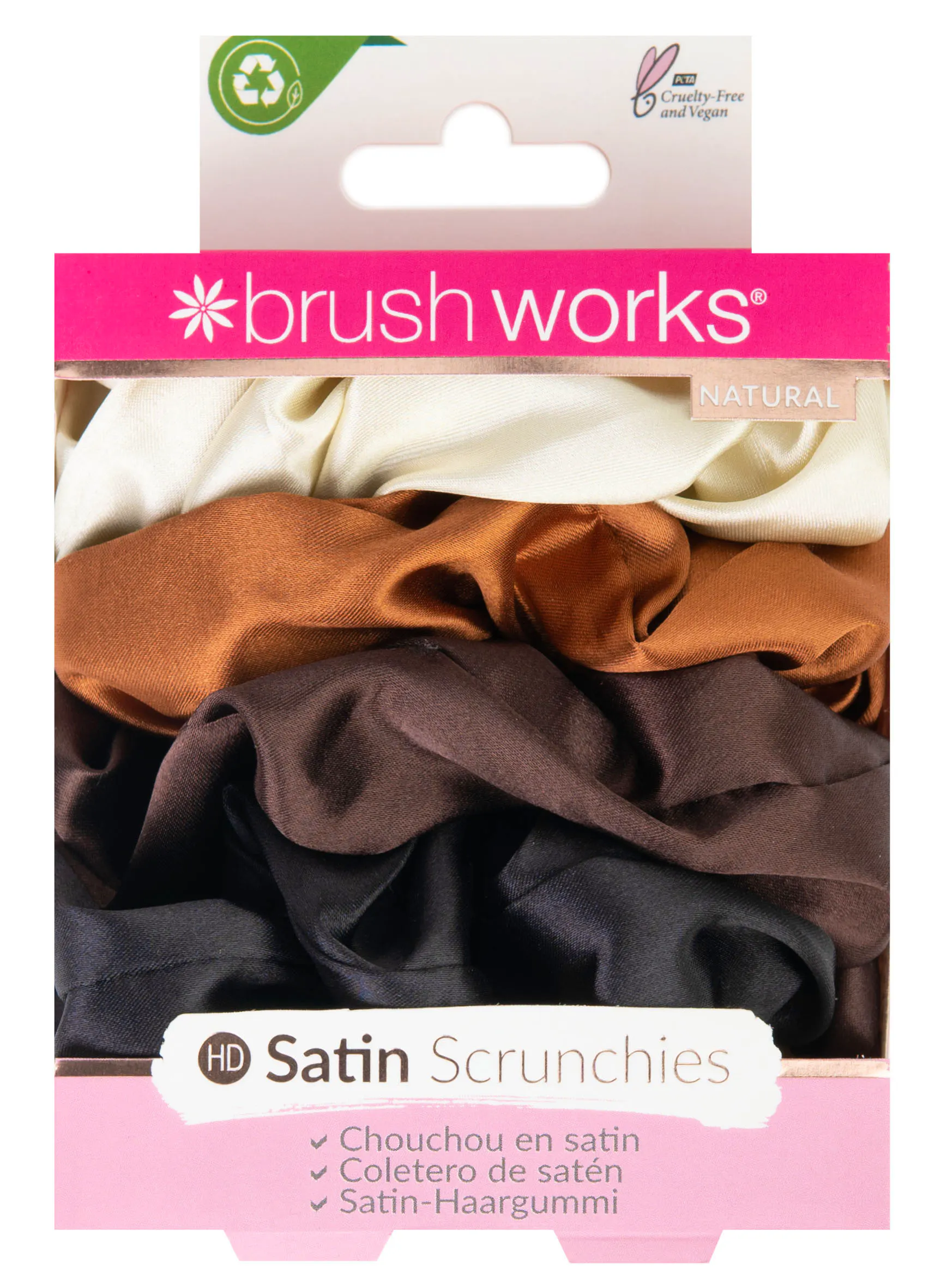 brushworks Hair Scrunchies Natural 4 pcs