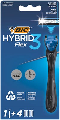Bic Hybrid 3 Flex  Razor &amp; Razor Blades 1 pcs + 4 pcs