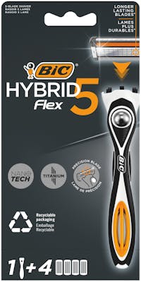 Bic Hybrid 5 Flex Razor &amp; Razor Blades 1 kpl+ 4 kpl