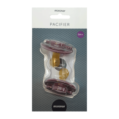 Mininor Round Pacifier Latex 0M Purple 2 stk