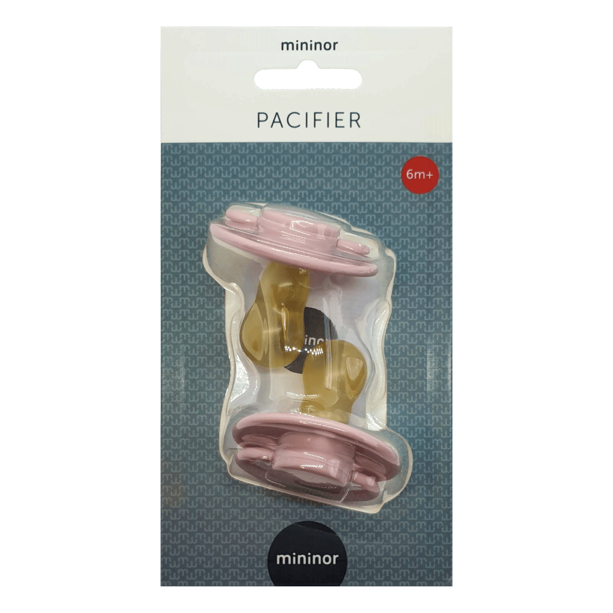 Mininor Round Pacifier Latex 6M Pink 2 stk