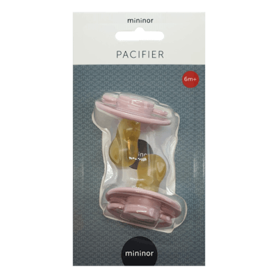 Mininor Round Pacifier Latex 6M Pink 2 st