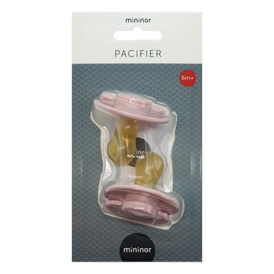 Mininor Round Pacifier Latex 6M Pink 2 st