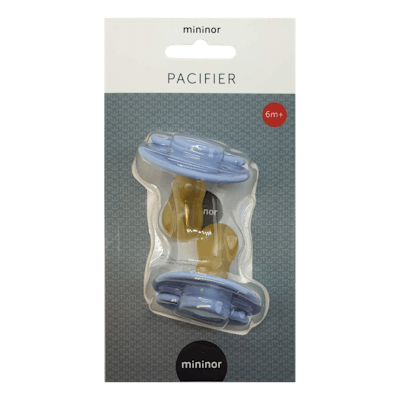 Mininor Round Pacifier Latex 6M Blue 2 st