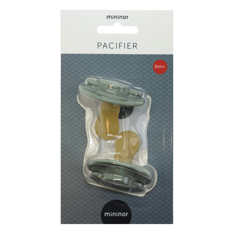 Mininor Round Pacifier Latex 6M Green 2 st