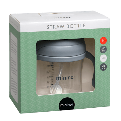 Mininor Straw Bottle Tritan Grey 220 ml