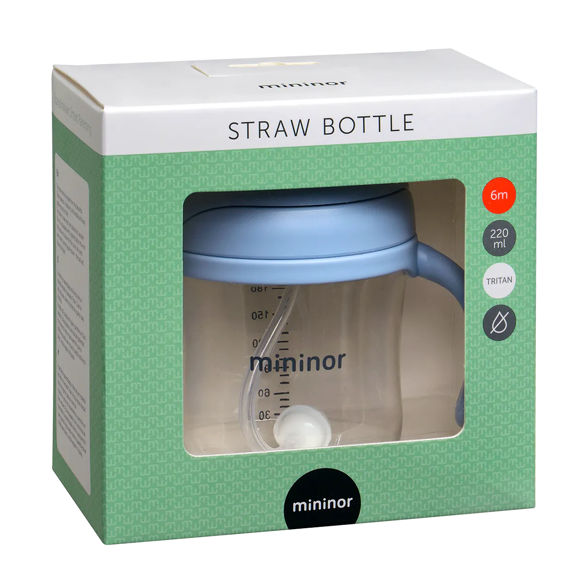 Mininor Straw Bottle Tritan Blue 220 ml