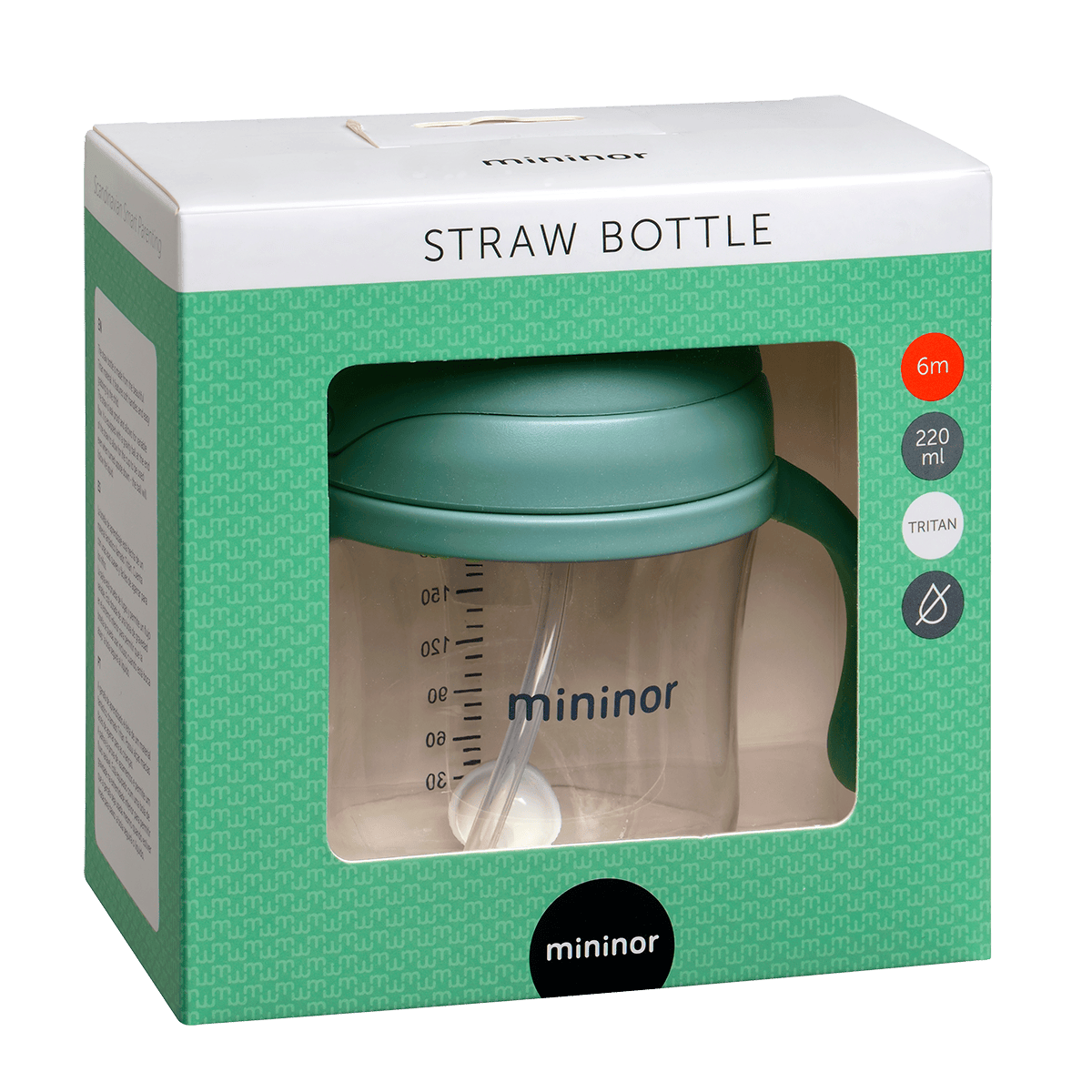 Mininor Straw Bottle Tritan Green 220 ml