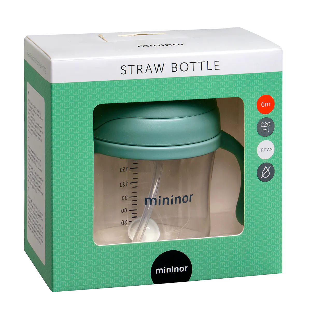 Mininor Straw Bottle Tritan Green 220 ml