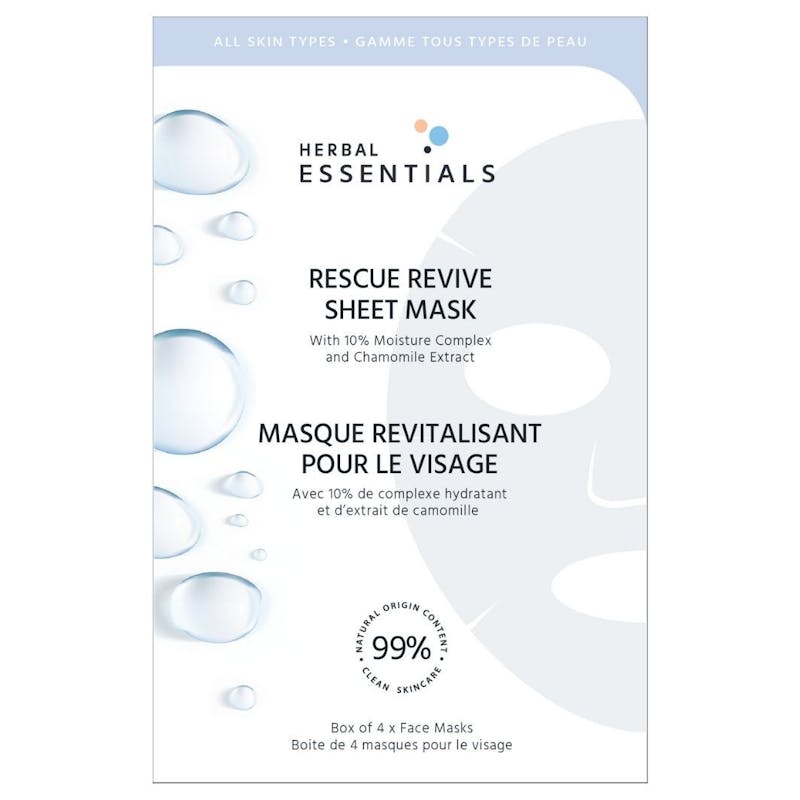 Herbal Essentials Rescue Revive Sheet Mask 4 kpl