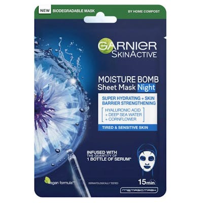Garnier Skin Active Moisture Bomb Super Hydrating &amp; Strengthening Night Tissue Mask 1 st