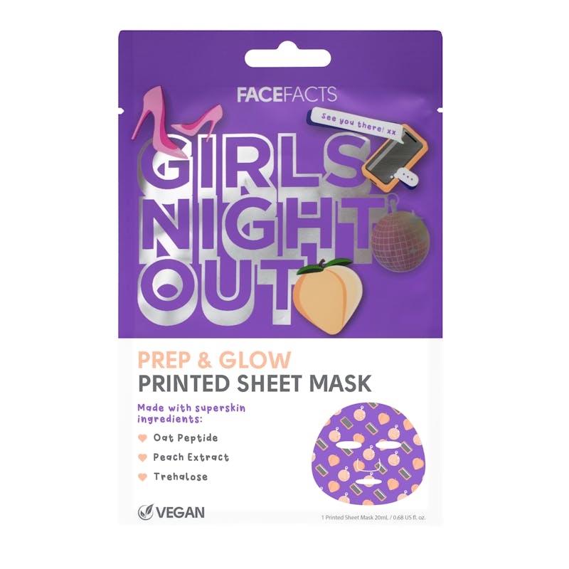 Face Facts Girls Night Out Prep &amp; Glow Printed Sheet Mask 1 st