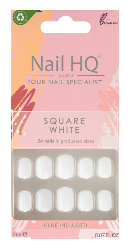 Nail HQ Square White Nails 24 pcs + 2 ml